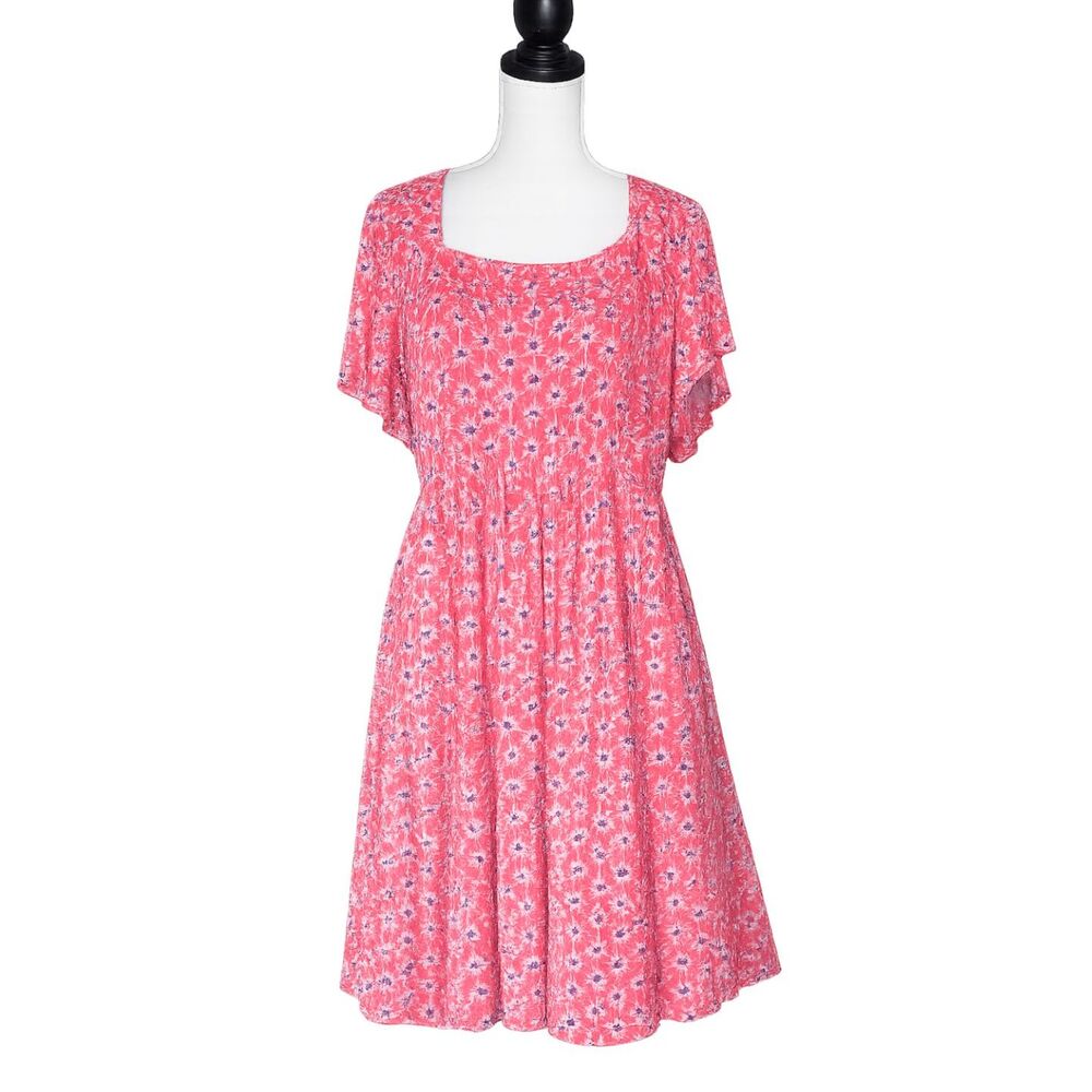 TORRID SUPER SOFT JERSEY KNIT FIT & FLARE FLORAL STRETCH FLUTTER SLEEVE DRESS 2X